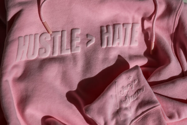 HUSTLE > HATE HOODIE - PINK (MCKENZIE MATHURIN COLLECTION) - Image 3